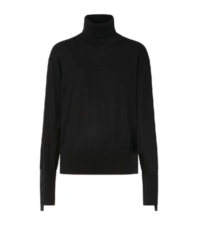 Shop Burberry Wool-silk Embroidered Rollneck Sweater