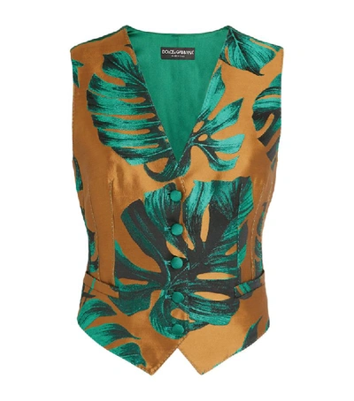 Shop Dolce & Gabbana Leaf Jacquard Waistcoat