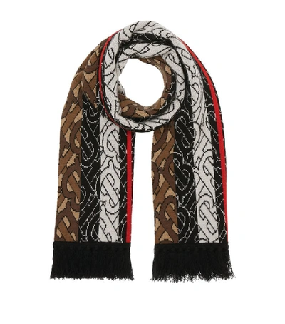 Shop Burberry Tb Monogram Striped Scarf