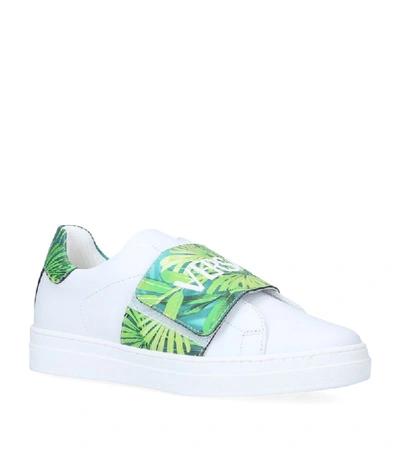 Shop Versace Leather Jungle Sneakers