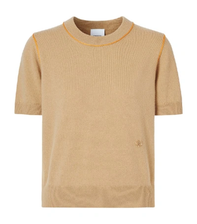 Shop Burberry Cashmere-silk Short-sleeved Sweater