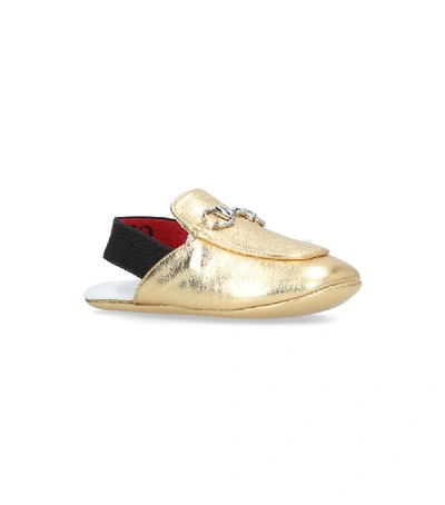 Shop Gucci Kids Metallic Princetown Shoes