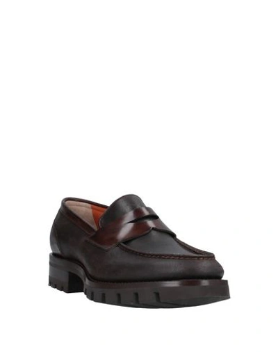 Shop Santoni Loafers In Dark Brown