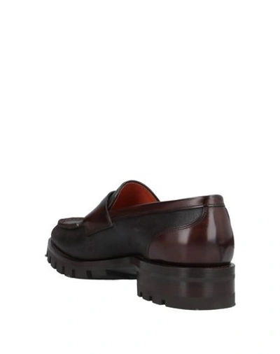 Shop Santoni Loafers In Dark Brown