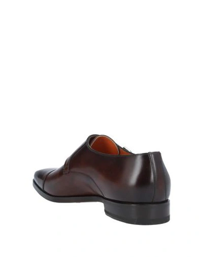 Santoni Double Buckle Moccasin In Brown Leather In Brown