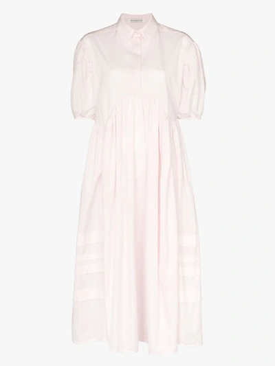 Shop Cecilie Bahnsen Margo Pintucked Midi Dress In Pink
