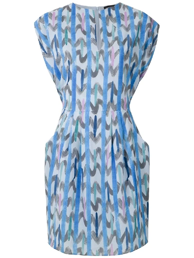 Shop Emporio Armani Abstract-print Short-sleeve Dress In Blue