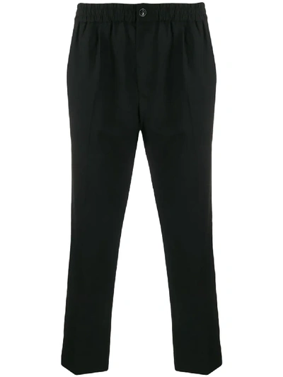 Shop Ami Alexandre Mattiussi Elasticated Waist Cropped Fit Trousers In Black