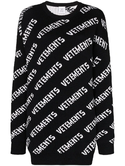 Vetements Logo Cotton And Cashmere Sweater In Black White | ModeSens