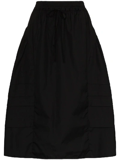 Shop Cecilie Bahnsen Mandy Tiered Cotton Midi Skirt In Black
