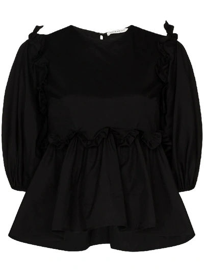 Shop Cecilie Bahnsen Marie Pleated Blouse In Black