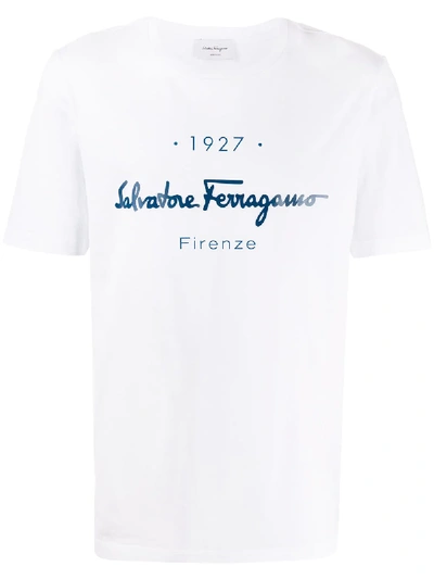 Shop Ferragamo Logo Print Short-sleeve T-shirt In White