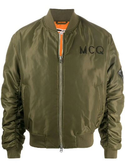 Shop Mcq By Alexander Mcqueen Logo Embroidered Bomber Jacket In Green
