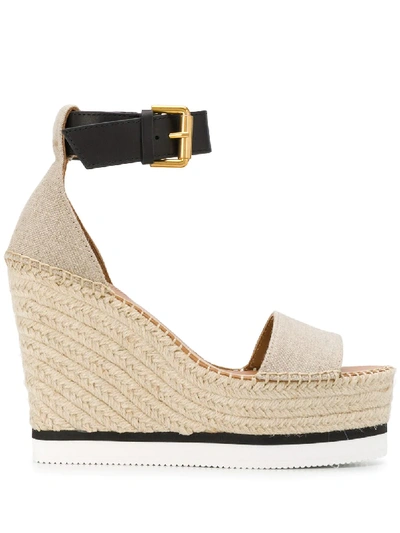 Shop See By Chloé Glyn Wedge Espadrilles In Neutrals