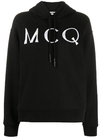 Shop Mcq By Alexander Mcqueen Logo Drawstring Hoodie In Black