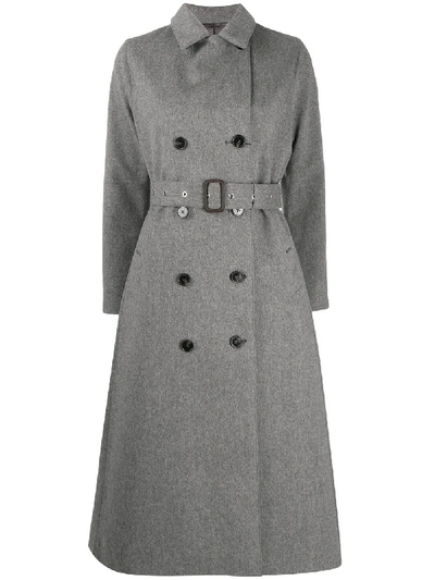 Shop Mackintosh Double-breasted Wool Coat In Grey