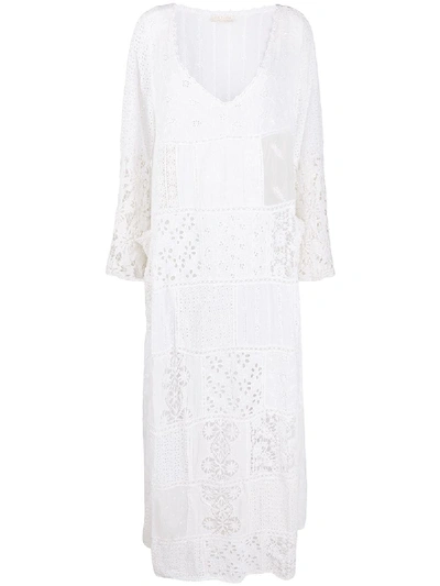 Shop Anjuna Perforated Patchwork Dress In White