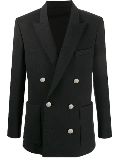 Shop Balmain Double-breasted Blazer In Black