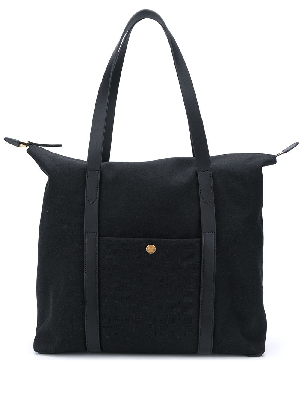 black shopper bag with zip