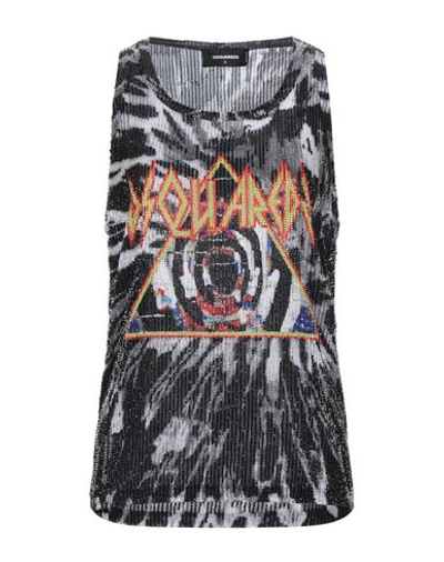 Shop Dsquared2 Woman Tank Top Lead Size S Polyester, Glass In Grey