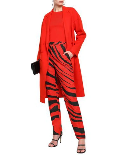 Roberto Cavalli Macro Zebra Print Iguana Jacquard Trousers In Red