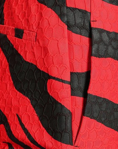 Roberto Cavalli Macro Zebra Print Iguana Jacquard Trousers In Red
