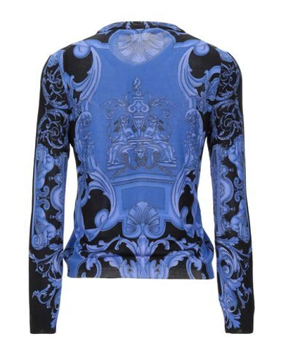 Shop Versace Cardigan In Blue