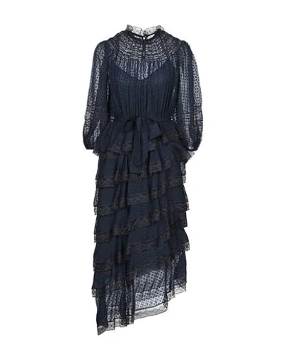 Shop Zimmermann 3/4 Length Dresses In Dark Blue