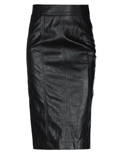 Shop Atos Lombardini Woman Midi Skirt Black Size 8 Polyurethane, Viscose, Polyester, Cotton, Metal