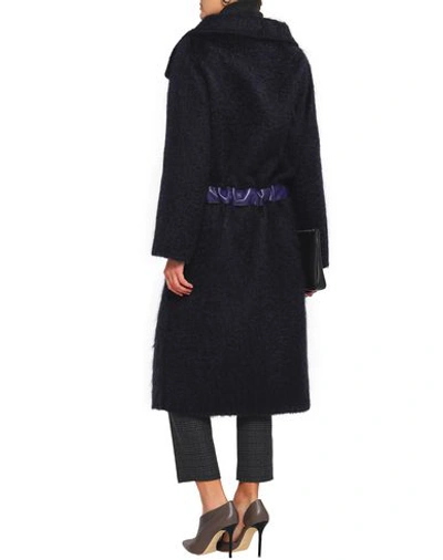 Shop Agnona Coats In Dark Blue