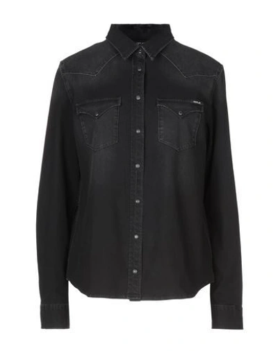 Shop Replay Denim Shirts In Black