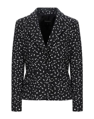 Shop Emporio Armani Woman Blazer Black Size 14 Cotton, Polyester, Elastane