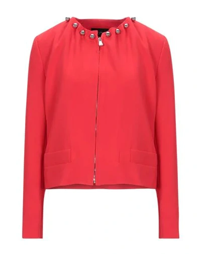Shop Boutique Moschino Woman Blazer Red Size 14 Triacetate, Polyester