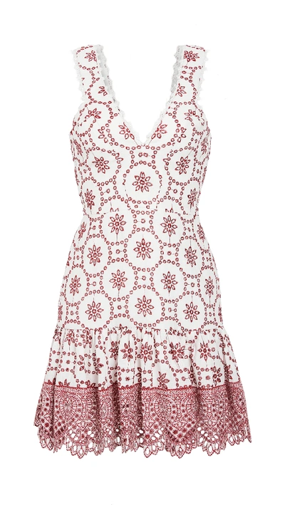 Shop Alexis Villa Dress In Berry Eyelet Embroidered