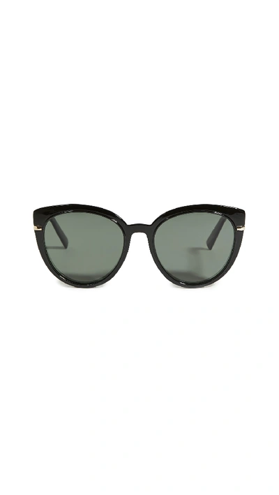 Shop Le Specs Promiscuous Sunglasses In Black Khaki/mono