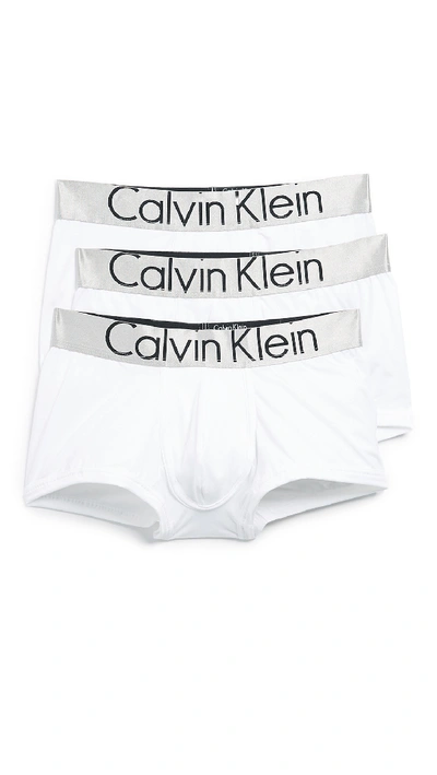 Shop Calvin Klein Underwear Steel Micro 3 Pack Low Rise Trunks White