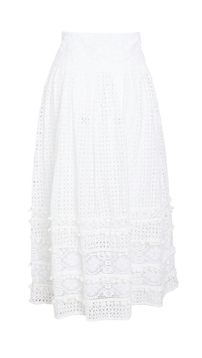 Shop Place Nationale L'ermitage Eyelet Maxi Skirt In White Eyelet Cotton