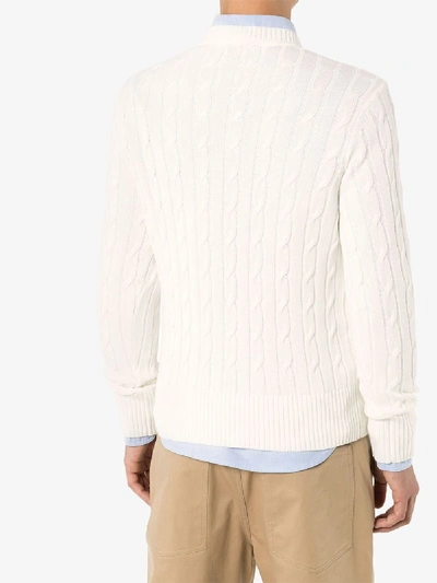 Shop Ami Alexandre Mattiussi Ami De Coeur Cable Knit Sweater In White