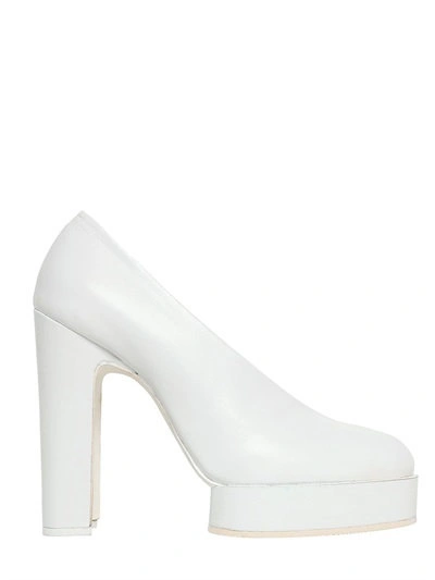 Shop Jil Sander 120mm Leather Pumps In White