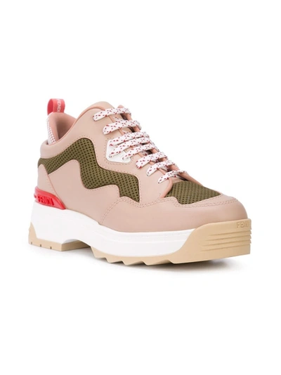 Shop Fendi Colorblock Platform Sneakers Pink