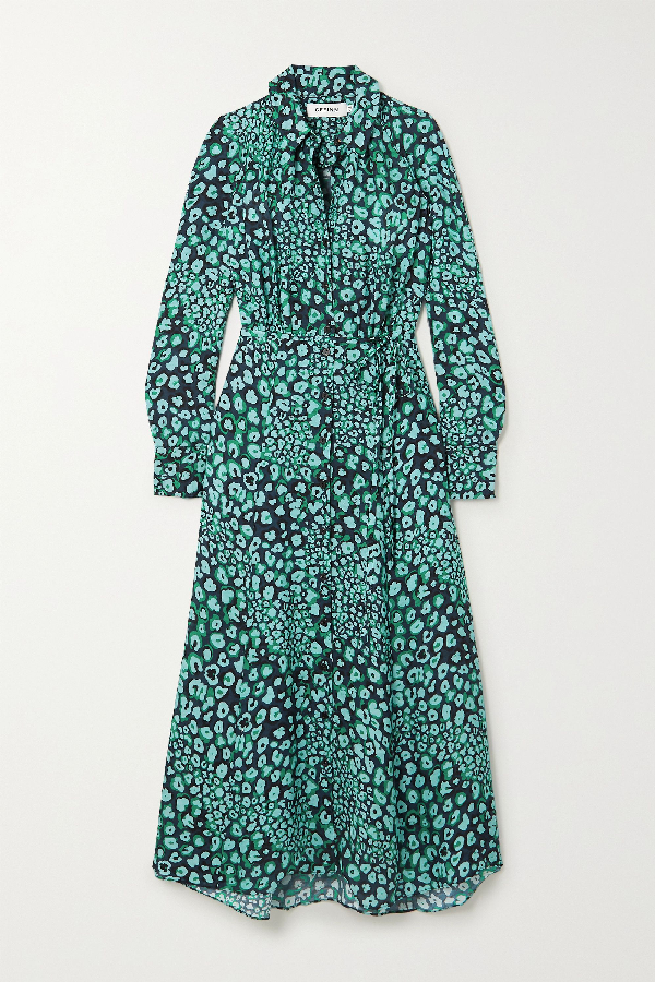 green leopard shirt dress