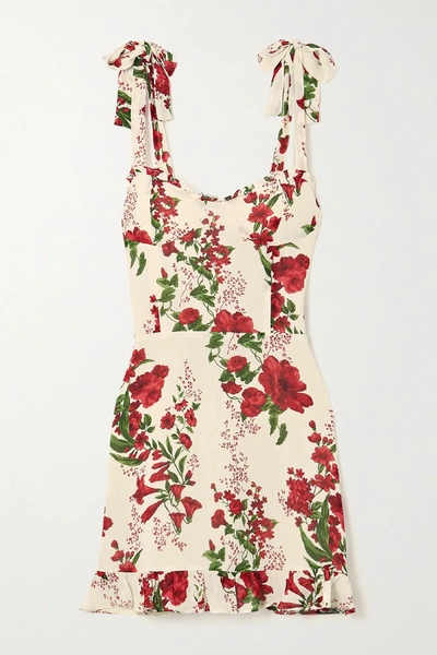 REFORMATION CHRISTINE RUFFLED FLORAL-PRINT CREPE MINI DRESS 