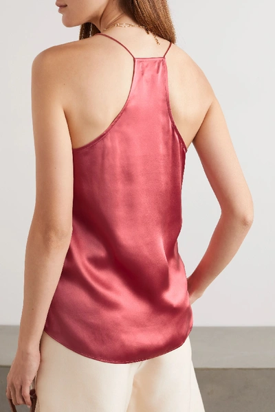 Shop Cami Nyc The Racer Lace-trimmed Silk-charmeuse Camisole In Pink