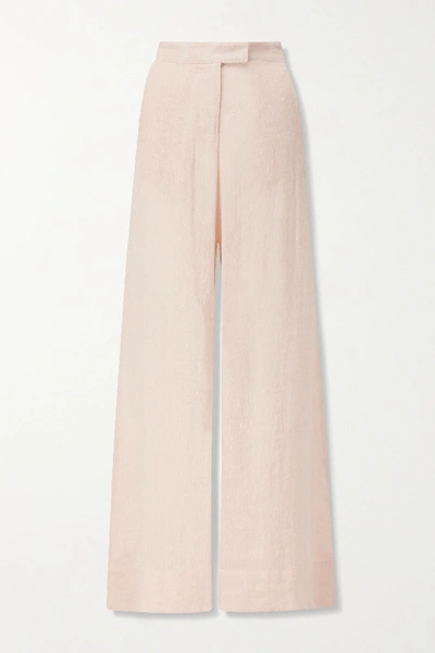 Shop Lisa Marie Fernandez + Net Sustain Linen-gauze Wide-leg Pants In Baby Pink