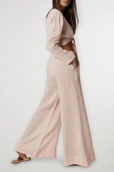 Shop Lisa Marie Fernandez + Net Sustain Linen-gauze Wide-leg Pants In Baby Pink