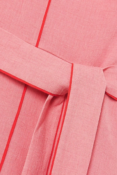 Shop Cefinn Belted Voile Midi Dress In Pink