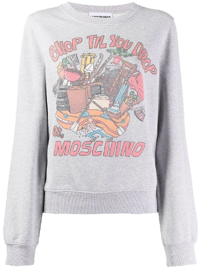 Shop Moschino Graphic Print Sweatshirt In Grey