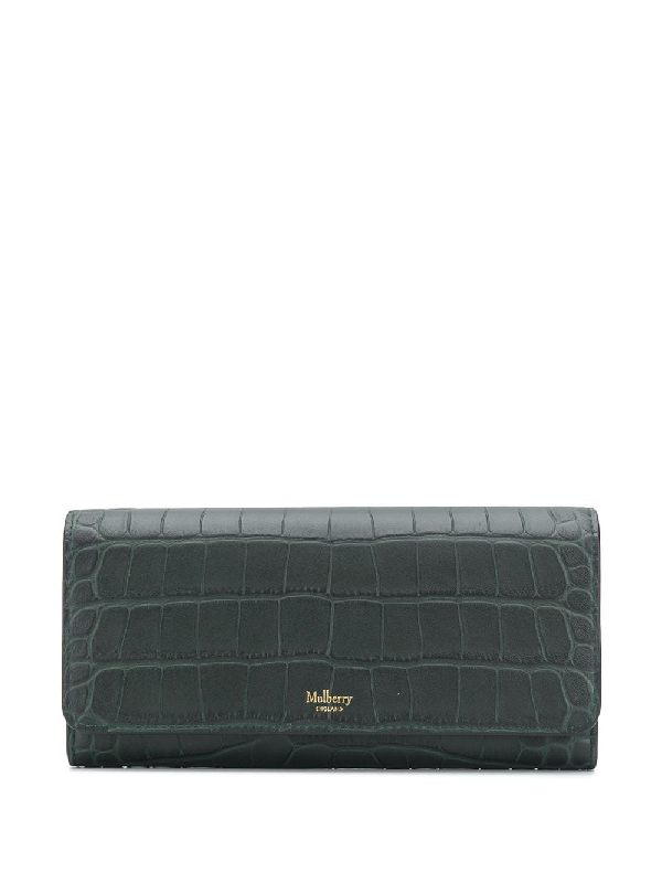 Mulberry Continental Crocodile Embossed Wallet In Green | ModeSens