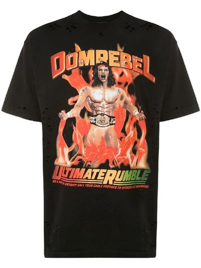 Shop Domrebel Destroyed Crystal Wrestler T-shirt In Black