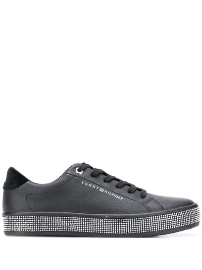 Shop Tommy Hilfiger Crystal Low-top Sneakers In Black